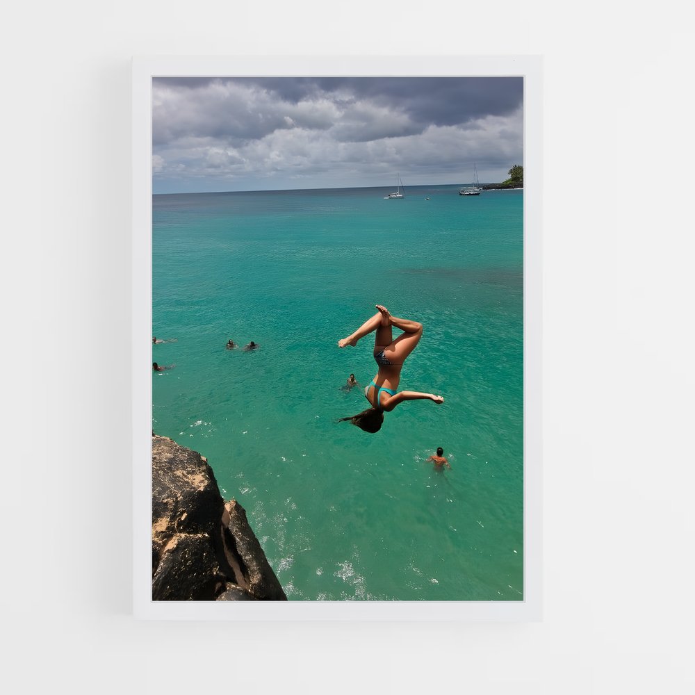 Poster Cliff diving contrebas – affiche Plongeon de falaise (vue 3)
